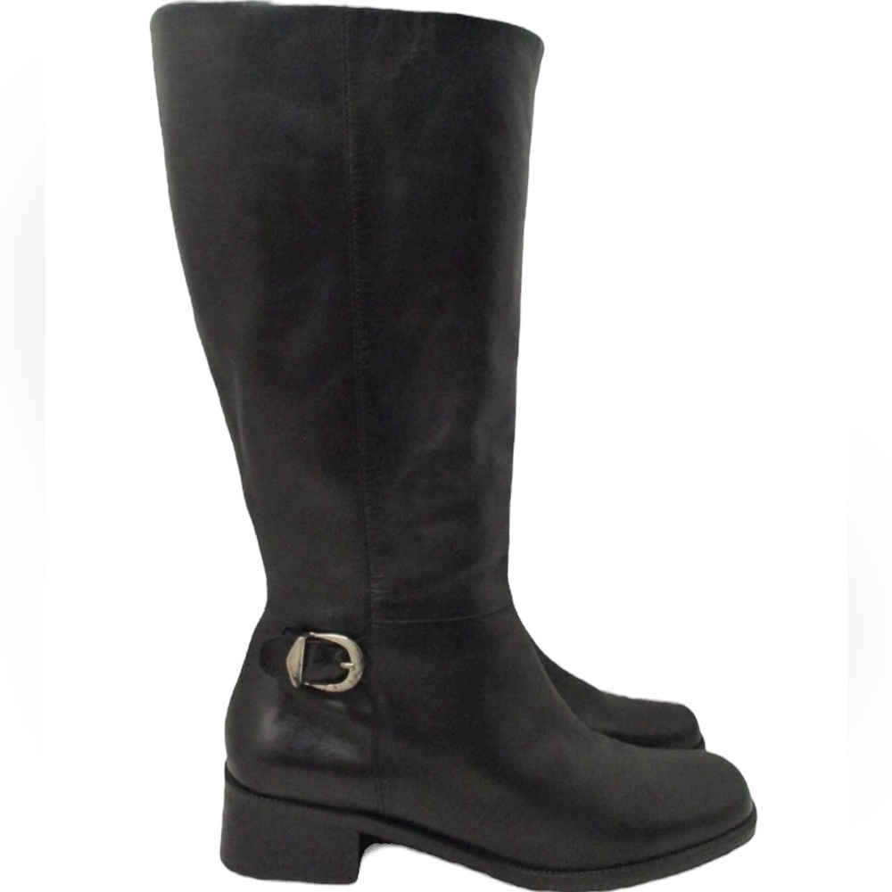 Naturalizer Riding Boots Women’s 7W Wide Black Leather Square Toe